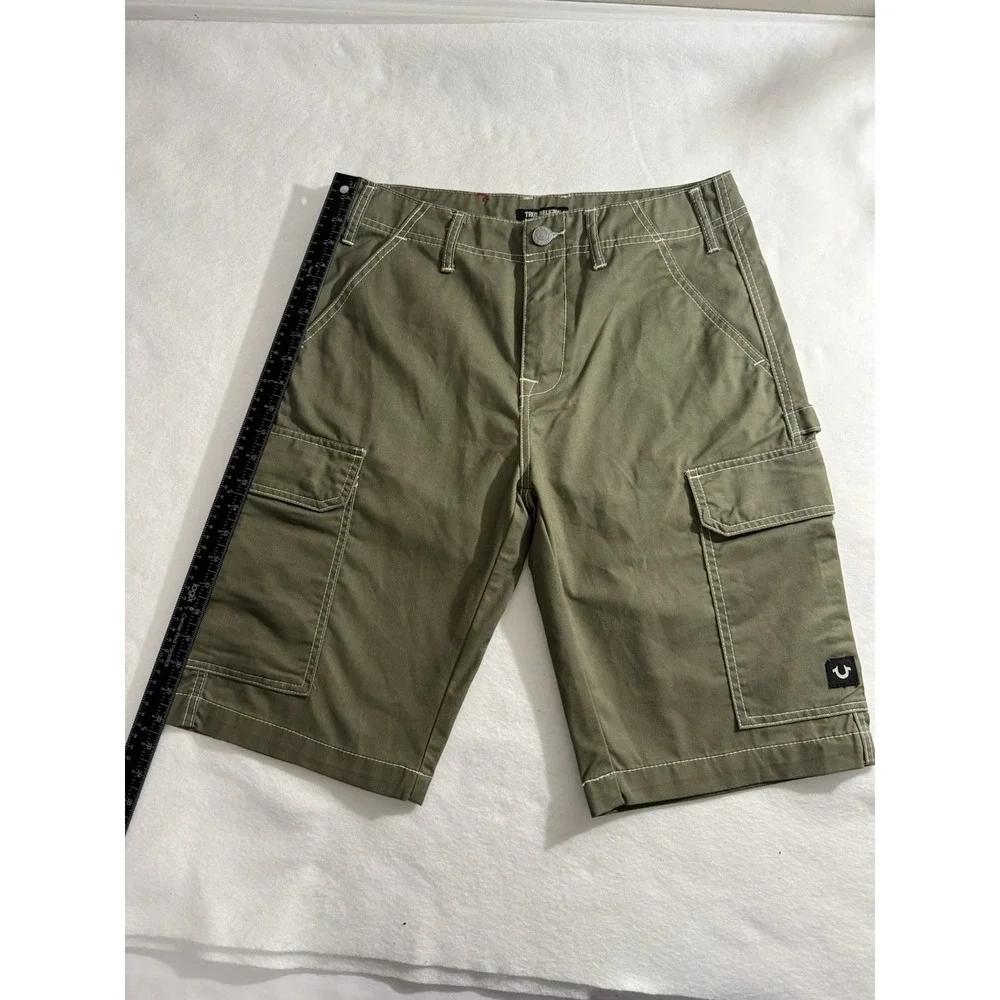 True Religion Size 29 Cargo Shorts‎ Olive Green Flap Pockets